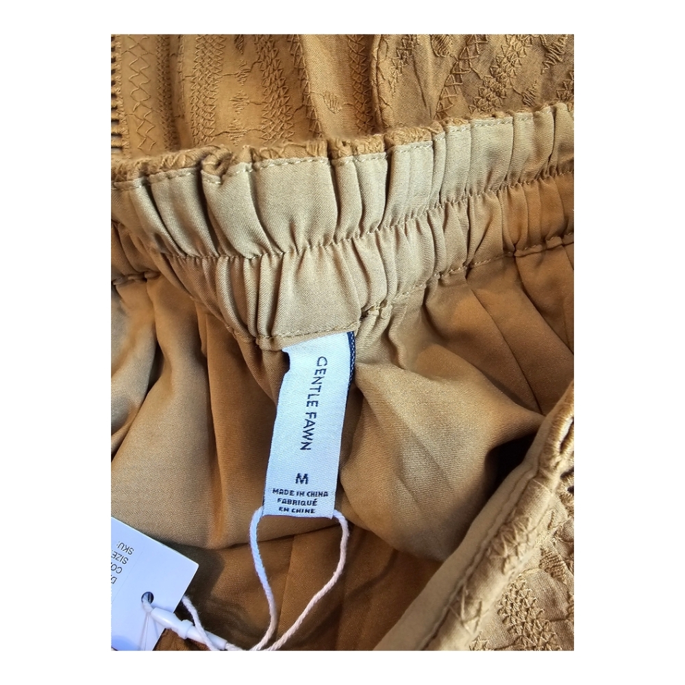 Gentle Fawn Luka Gold Brown High Rise Embroidered Shorts M - Picture 8 of 11